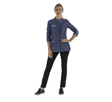 VESTE DE CUISINE FEMME MONGE BLEU JEAN - LAFONT