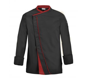 Veste de cuisine pour homme Lafont - 27MINT noir et rouge