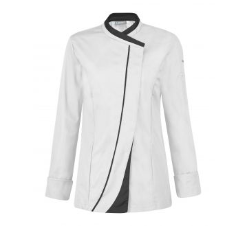 Veste de cuisine pour femme à manches longues Lafont - 27SAFFRON blanc et noir