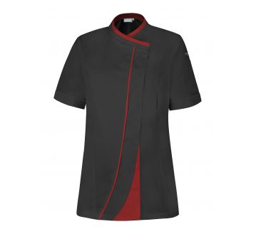 Veste de cuisine pour femme Lafont - 27GINSENG noir et rouge