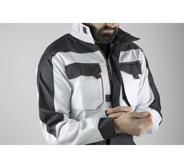 BLOUSON TRAVAIL TRACEUR BLANC/NOIR - LMA