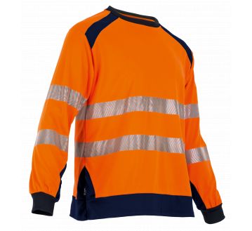 TEE-SHIRT HV REFLET MANCHE LONGUES ANTI-UV ORANGE/MARINE - LMA