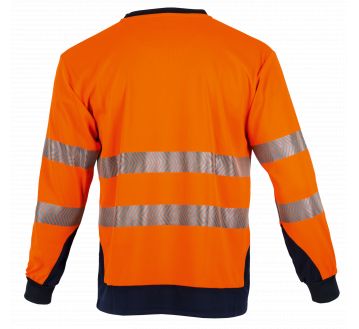 TEE-SHIRT HV REFLET MANCHE LONGUES ANTI-UV ORANGE/MARINE - LMA