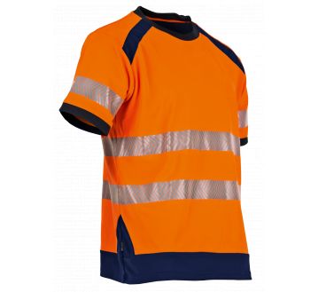 TEE-SHIRT HAUTE VISIBILITE LAMPION ANTI-UV ORANGE/MARINE - LMA