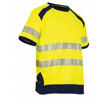 TEE-SHIRT HAUTE VISIBILITE HALOGENE ANTI-UV JAUNE/MARINE - LMA