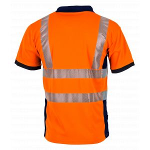 POLO HAUTE VISIBILITE PREVOYANCE ANTI-UV ORANGE/MARINE - LMA 2