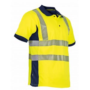 POLO HAUTE VISIBILITE VISION ANTI-UV JAUNE/MARINE - LMA