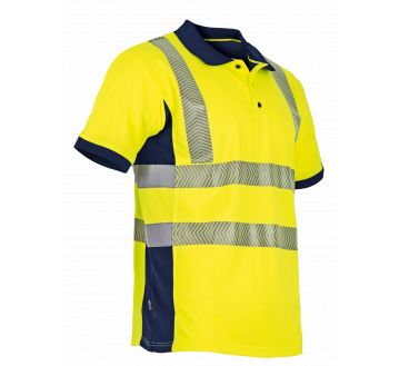 POLO HAUTE VISIBILITE VISION ANTI-UV JAUNE/MARINE - LMA