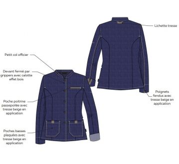 VESTE DE CUISINE FEMME MONGE BLEU JEAN - LAFONT