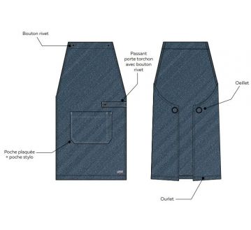 TABLIER CUISINE GRANOLE BLEU JEAN - LAFONT