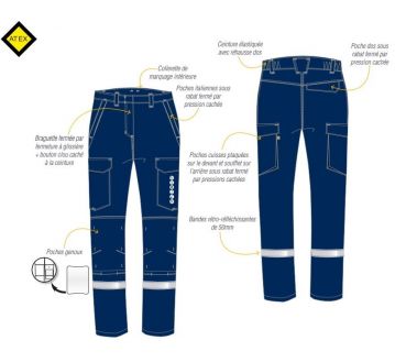 PANTALON DE TRAVAIL FEMME ATEX REFLECT 260XP CORIS POCHES GENOUX