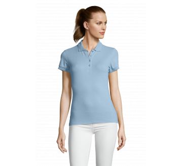 POLO FEMME PASSION MANCHES COURTES BLEU CIEL - SOL'S