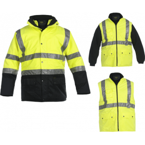 PARKA DE SIGNALISATION 4 EN 1 JAUNE FLUO/MARINE P98 HAUTE...