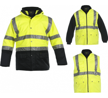 PARKA DE SIGNALISATION 4 EN 1 JAUNE FLUO/MARINE...