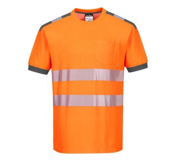 T-shirt haute visibilité anti-UV PORTWEST - Orange/Gris face