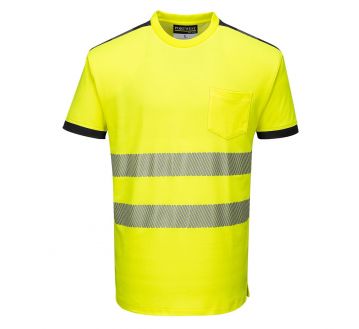 T-shirt haute visibilité anti-UV PORTWEST - Jaune/Noir face