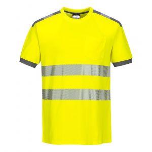 T-shirt haute visibilité anti-UV PORTWEST - Jaune/Gris face