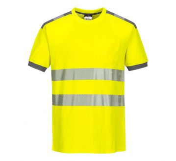 T-shirt haute visibilité anti-UV PORTWEST - Jaune/Gris face