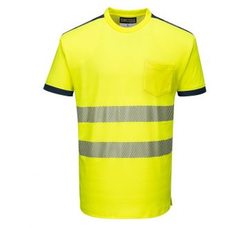 T-shirt haute visibilité anti-UV PORTWEST - Jaune/Marine face