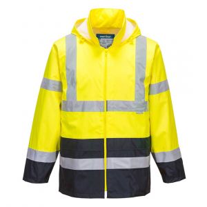 VESTE PLUIE HAUTE VISIBILITE PU JAUNE/MARINE H443 - PORTWEST