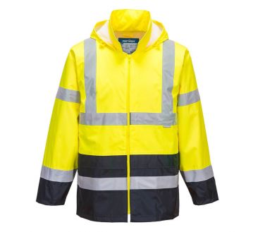 VESTE PLUIE HAUTE VISIBILITE PU JAUNE/MARINE...