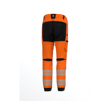 PANTALON DE TRAVAIL HV E-STRETCH ORANGE/NOIR...