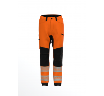 PANTALON DE TRAVAIL HV E-STRETCH ORANGE/NOIR...