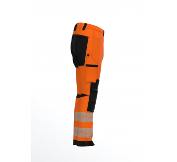 PANTALON DE TRAVAIL HV E-STRETCH ORANGE/NOIR...