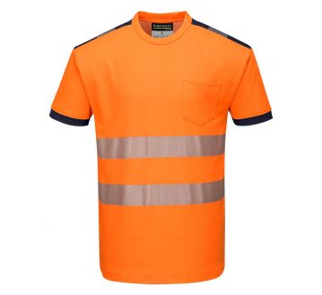 T-shirt haute visibilité anti-UV PORTWEST - Orange/Marine face