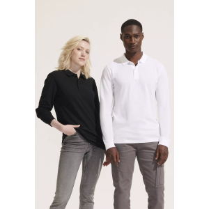 POLO MANCHES LONGUES PLANET NOIR ET BLANC - SOL'S
