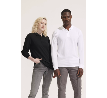 POLO MANCHES LONGUES PLANET NOIR ET BLANC - SOL'S