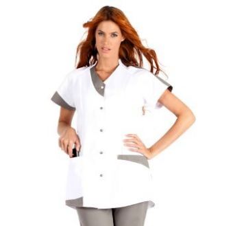 Tunique de travail pour femme Molinel - 27ANNA blanc/taupe