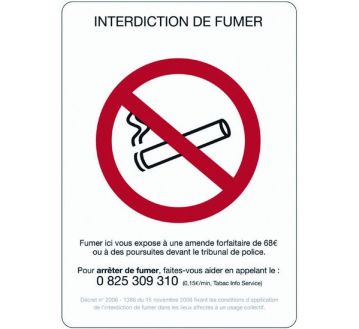 PANNEAU ADHESIF "INTERDICTION DE FUMER" - 210X297mm
