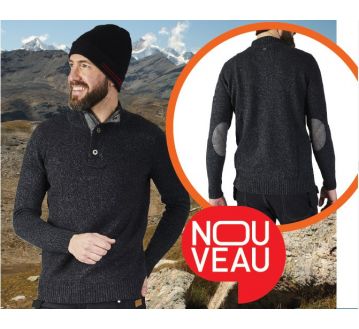 PULL TRAVAIL DENIM COL MONTANT GRIS 100% COTON...