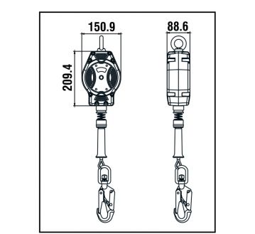 ANTICHUTE A RAPPEL AUTOMATIQUE A CABLE 7 METRES FA2040207 - KRATOS