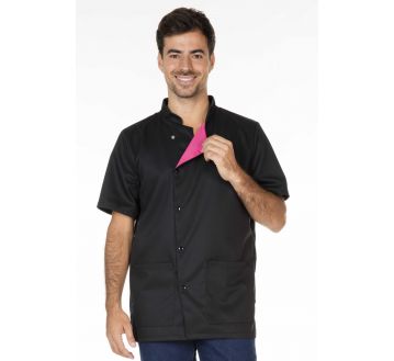 Tunique de travail pour homme à manches courtes Molinel - 27JULES noir/framboise