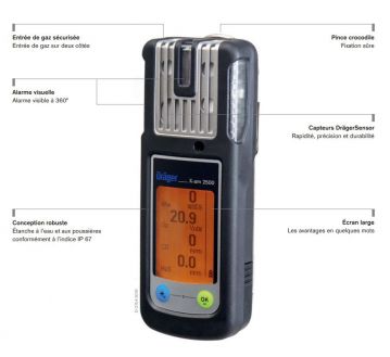 DETECTEUR 4 GAZ XAM 2500  KIT CHARGE/BATTERIE (83239188318785)