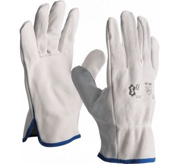 Gants de manutention cuir pleine fleur sur la paume et croute au dos