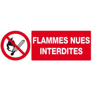PANNEAU PVC "FLAMME NUE INTERDITE" - 330X120mm