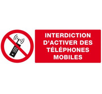 PANNEAU PVC "TELEPHONES PORTABLES INTERDITS" - 330X120mm